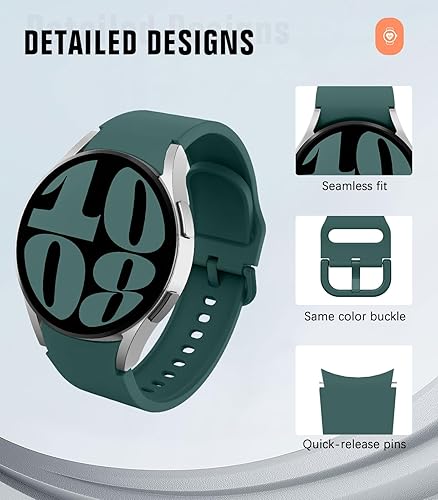 Miniatura 5 de MoKo Paquete de 10 correas sin huecos compatibles con Samsung Galaxy Watch 7 6 5 4 FE de 1.575 in 1.732 inWatch 5 Pro 1.772 in6 4 Classic 1.693 in