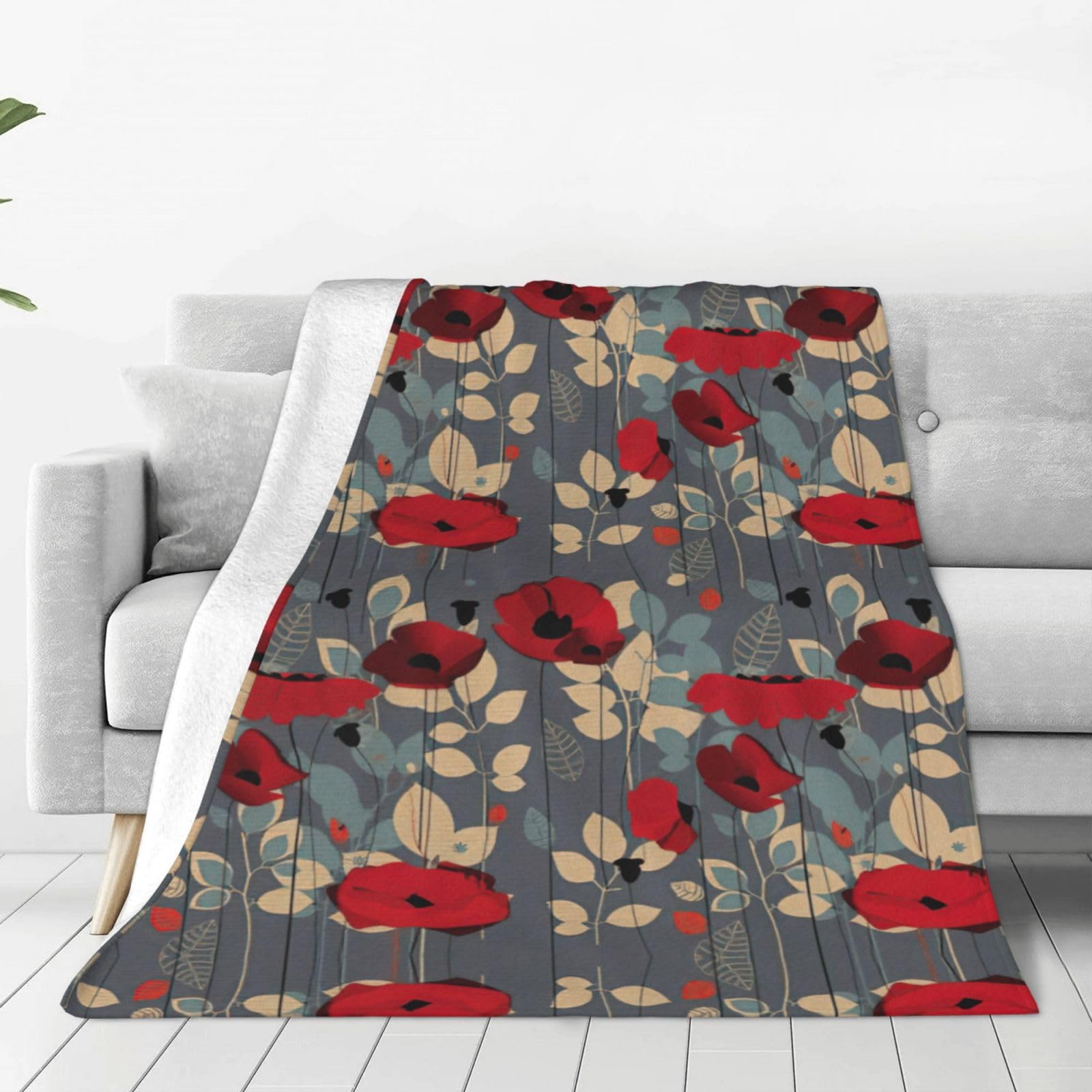 Couverture polaire anti-froid en velours de lit à fleurs vives