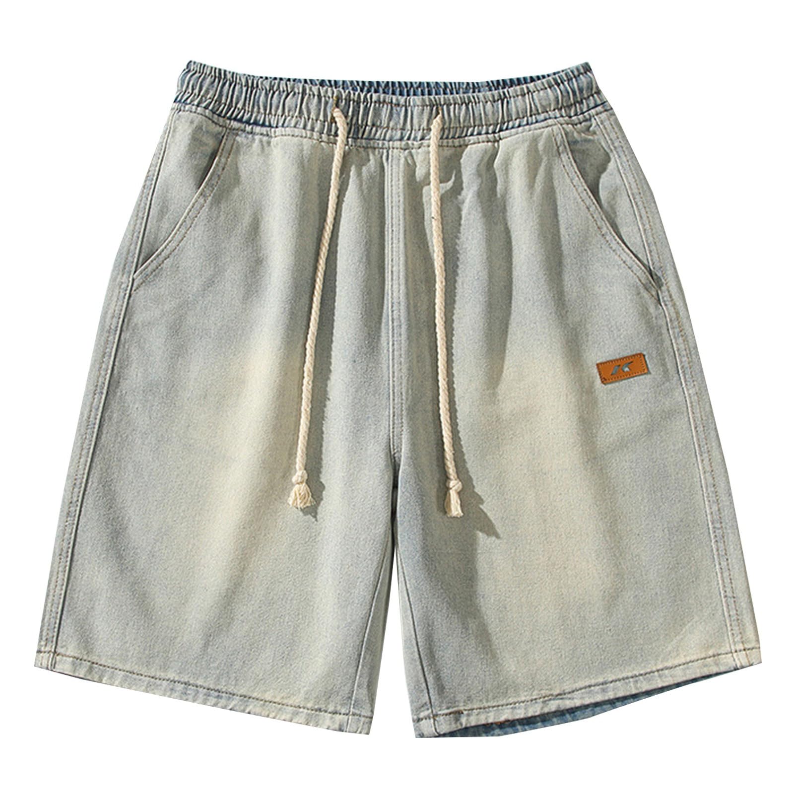 Jeans Shorts Herren Baggy Beach Shorts High Waist Kurze Hose Bequem Freizeithose Mit Taschen Low Waist Boyfriend Jeanshose Breites Bein Locker Schlupfjeans
