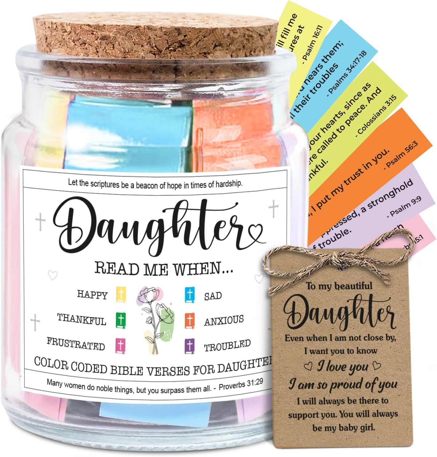 NewEleven Christmas Gifts for Daughter - Inspirational, Birthday Gifts For Daughter, Teen Girl, Adult Daughters - Daughters Birthday Gift Ideas From Mom, Dad - Bible Verse Jar Bible Jar For Daughter