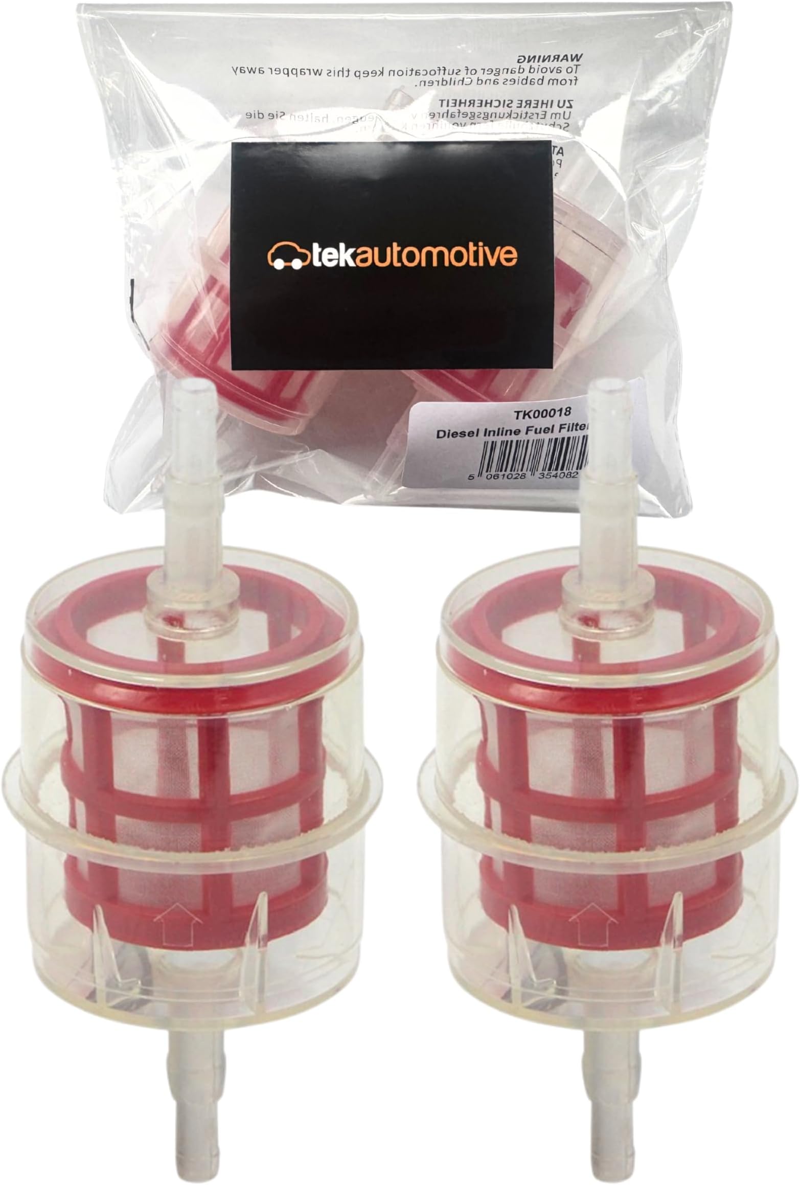 Diesel Fuel Filter Twin Pack - Universal Inline Fuel Filter for 6mm & 8mm Pipes, Ideal for HGV, Forklifts & Garden Equipment