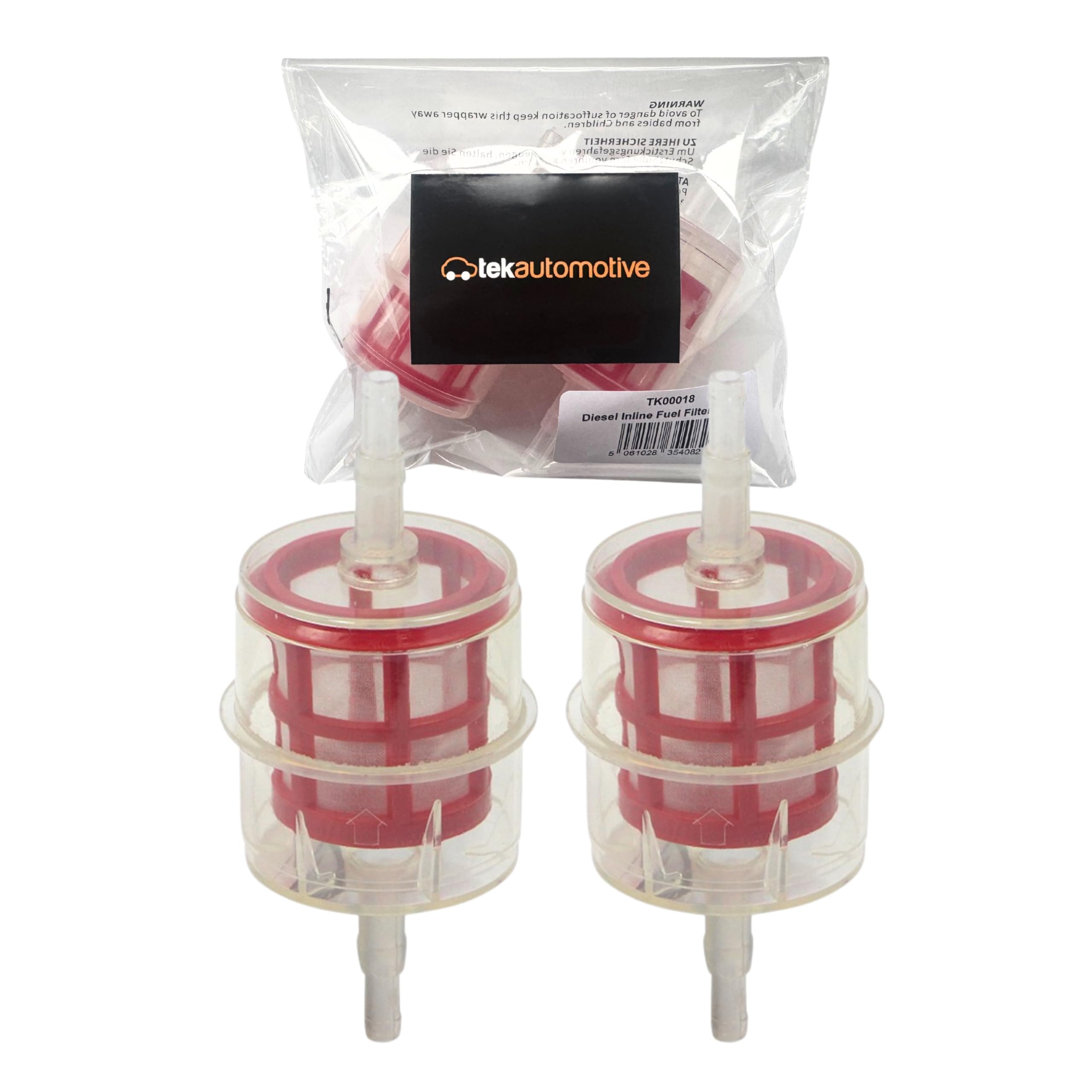 Diesel Fuel Filter Twin Pack - Universal Inline Fuel Filter for 6mm & 8mm Pipes, Ideal for HGV, Forklifts & Garden Equipment