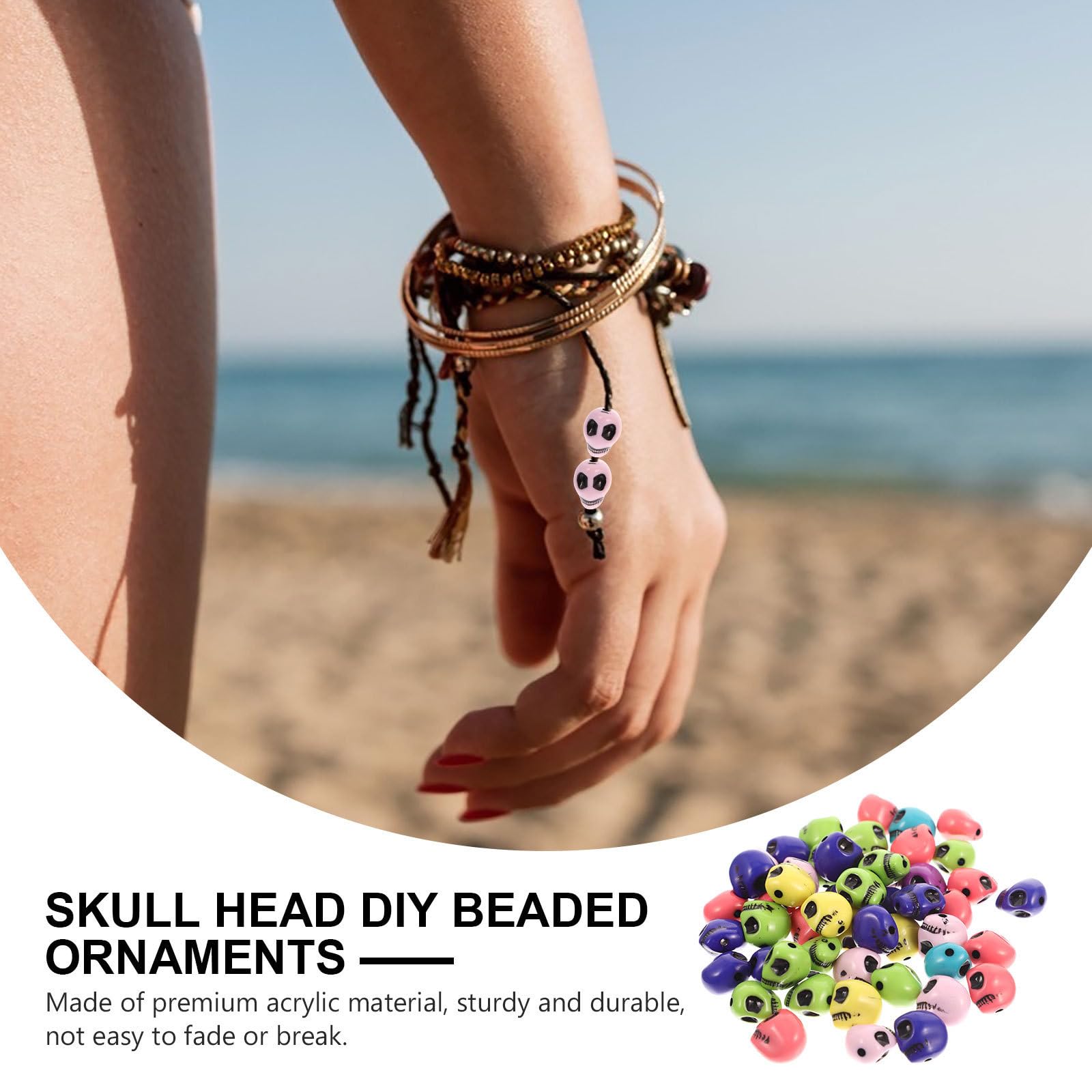 OSALADI 1500 Piezas Cuentas Acrílicas de Calavera para Hacer Pulseras y Collares, Diseño Único de Calavera, Material Resistente que No se Desvanece ni Rompe, Ideales para Halloween