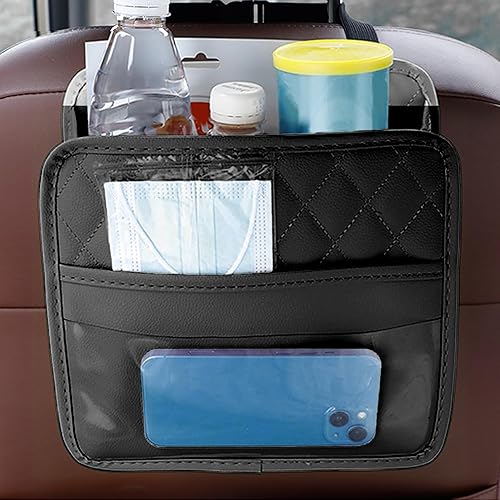 Miniatura 6 de Organizador de asiento trasero de automóvil, impermeable, de piel sintética, bolsa colgante para asiento de automóvil, bolsa de almacenamiento