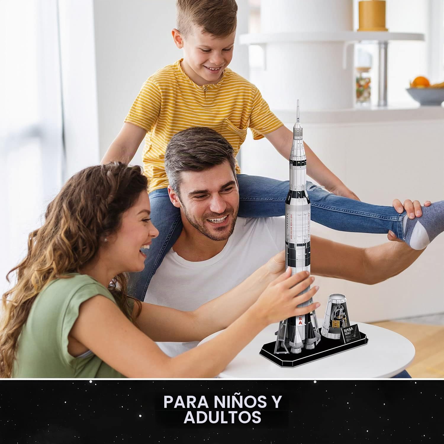 NASA - Puzzle 3D Niños Apollo Saturn V | Maquetas para Construir Adultos Y Niños | Puzzles 3D | Puzzle 3D Adultos | Maquetas para Montar