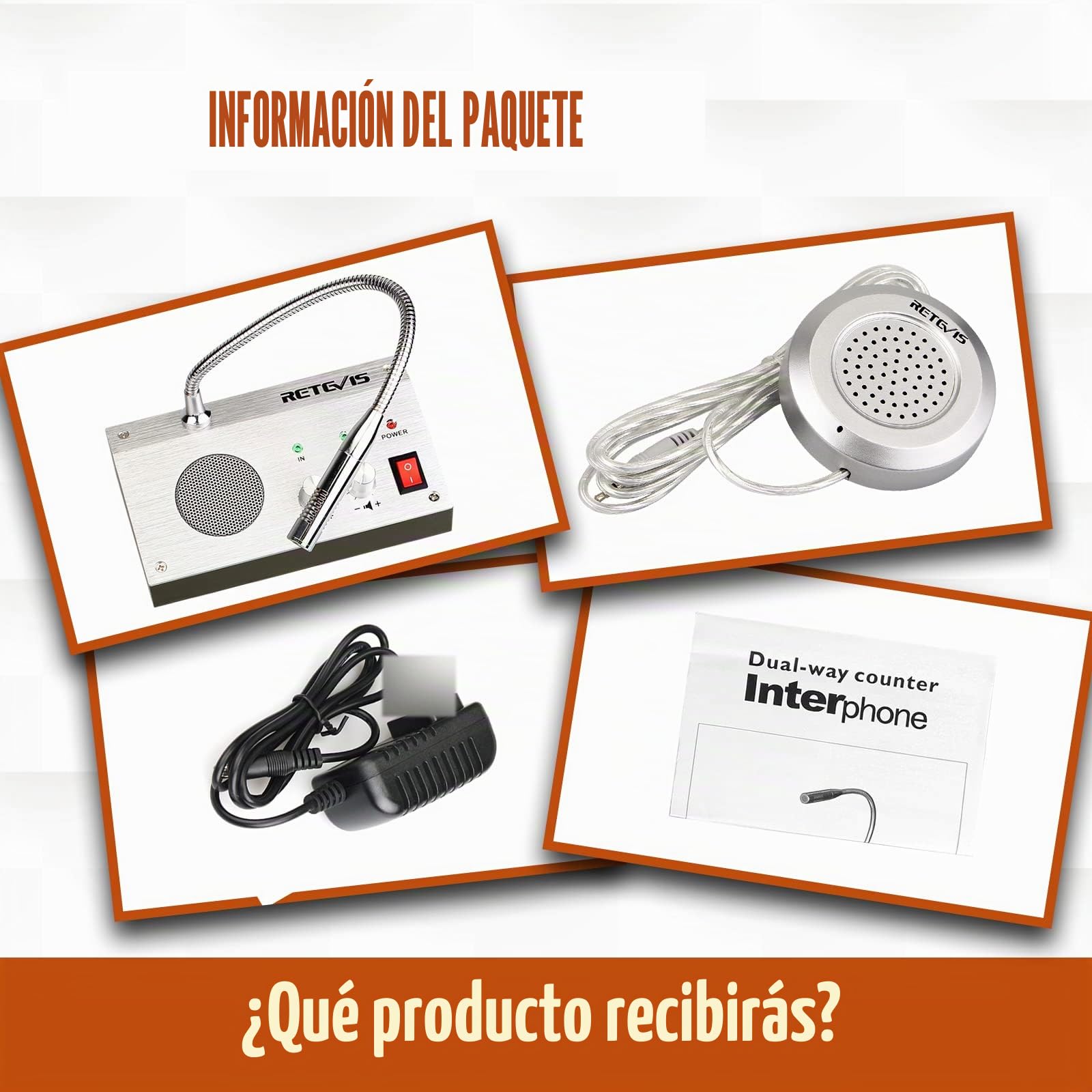 Retevis RT9908 Intercomunicador Ventanilla Sistema de Intercomunicación Ventana Dual Walkie Talkie Micrófono de Base 3W Micrófono Remoto para Mantener una Distancia Social Segura(Plata) | para Bancos, Hospitales, Tiendas, Oficinas, 3W Potencia, Micrófono