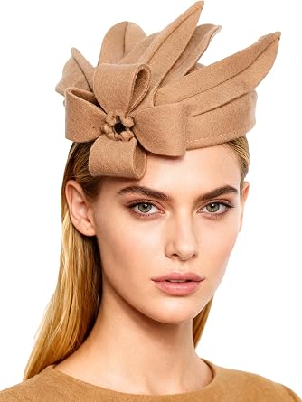 HIMESPORT Wool Felt Flower Elegant Fedora Hats Women Fascinators Wedding Hat Pillbox Hats Formal Church Derby Dress Fedoras