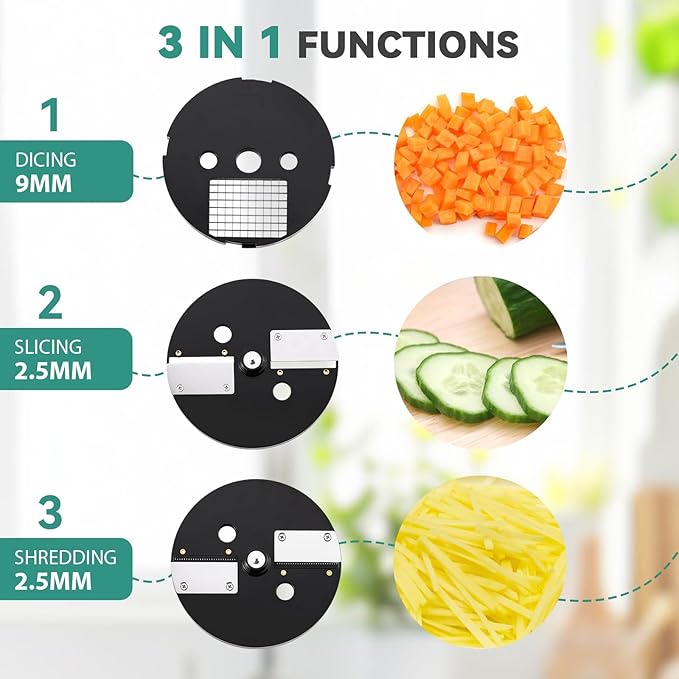 Cortador Eléctrico de Verduras 3 en 1, Rallador y Picador miniatura 6