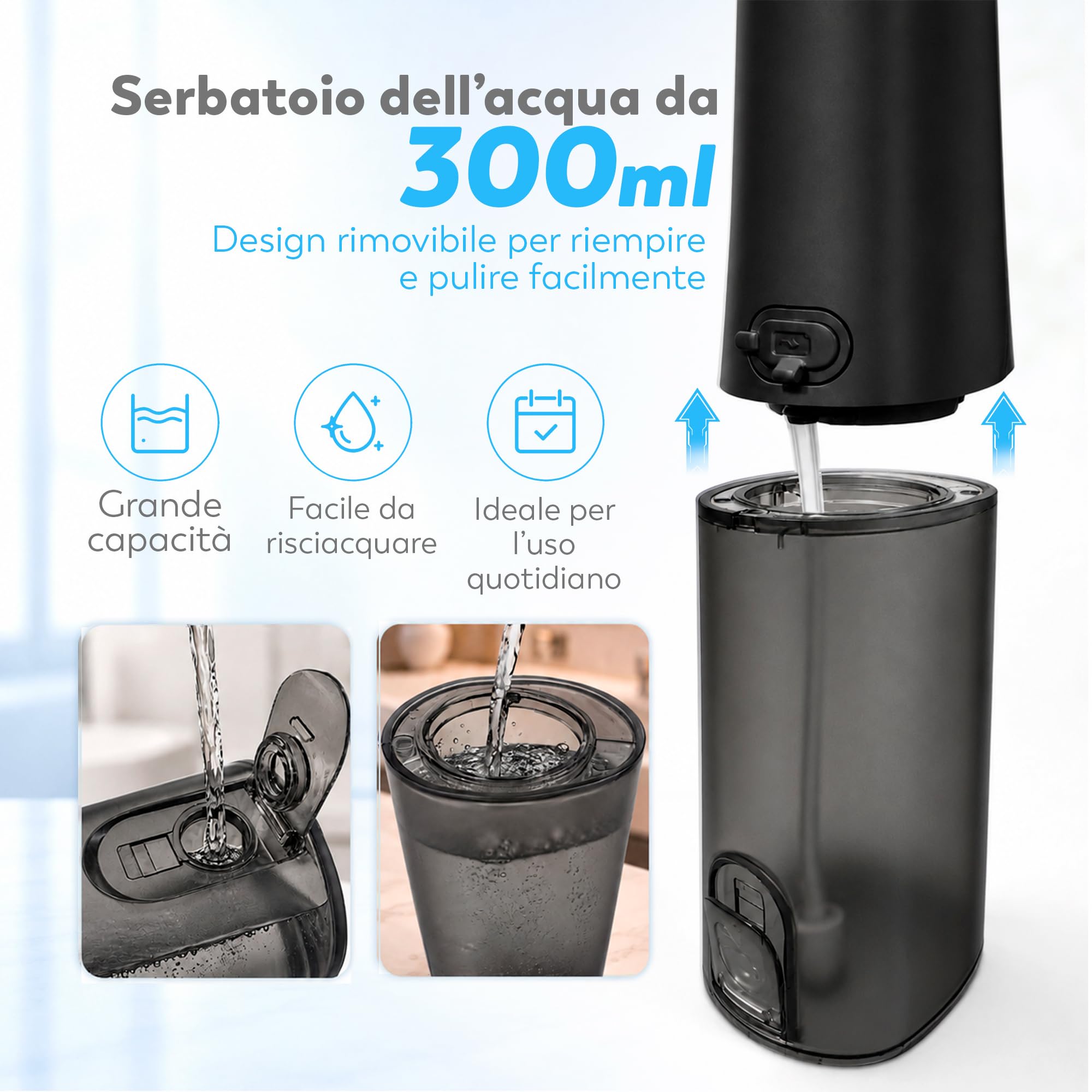 Aquapik UltraCare Plus Idropulsore Dentale 300 ml 5 Modalità 8 Ugelli USB-C