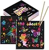 Kesote Rainbow Scratch Art for Kids, 100 Pcs Magic Scratch Paper Set with 2 Bamboo Stylus, Art and Craft for Kids, Birthday Gift & Class Gift