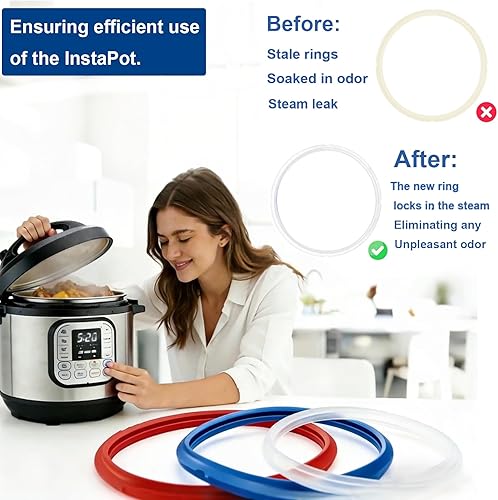 Miniatura 4 de Paquete de 3 anillos de sellado de 6 cuartos para anillos de sellado instantáneo de ollas de repuesto para sello instantáneo de olla de 5/6 cuartos