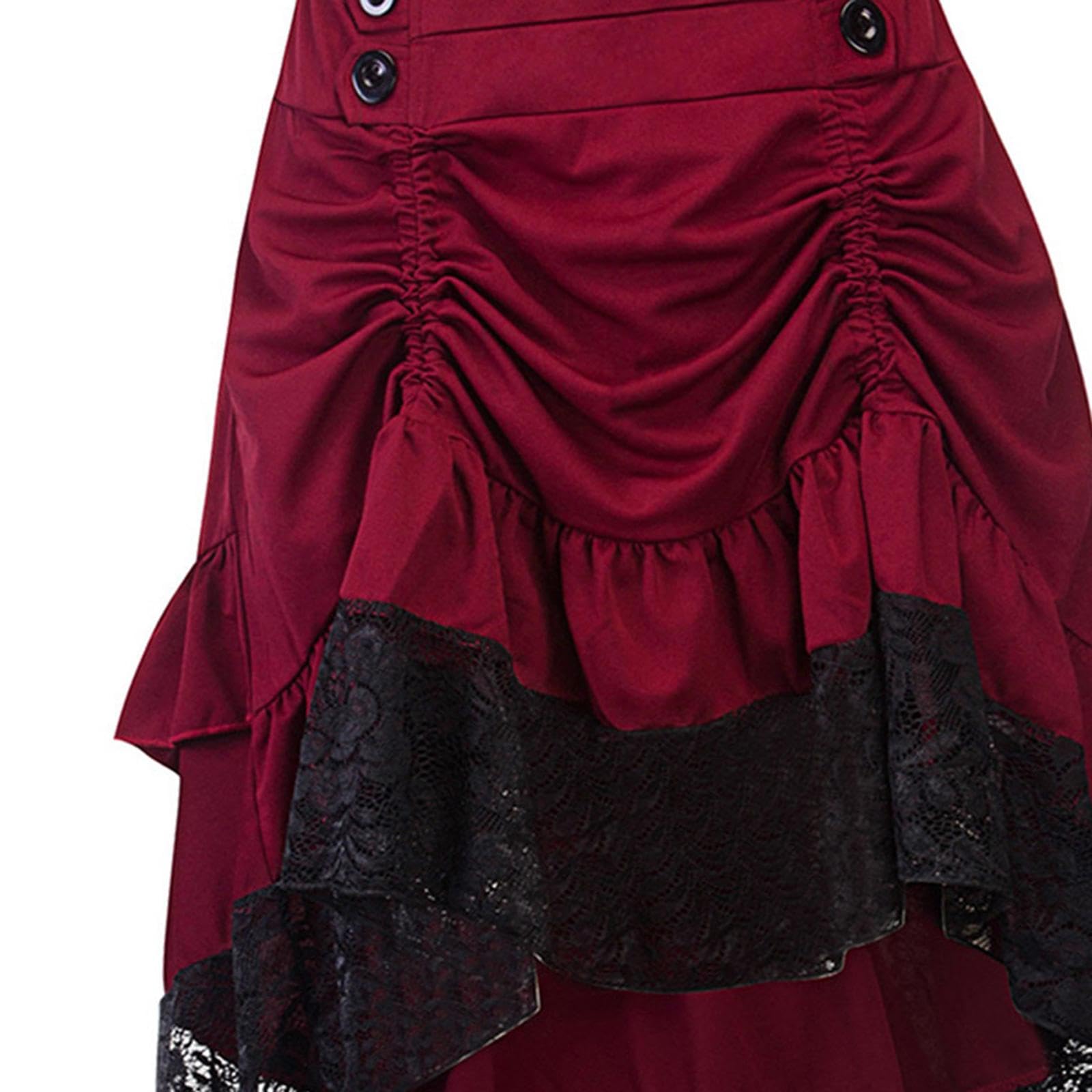 Perfeclan Gothic-Röcke für Damen, Steampunk-Rock, Langer Rock mit hoher Taille, High-Low-Bustle-Rock, Steam-Punk-Rock für Halloween, Maskerade-Party, Abend