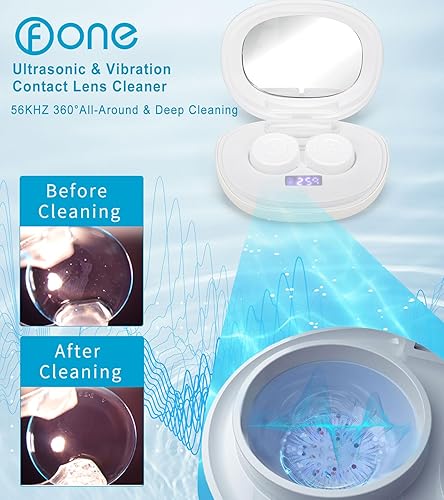 Miniatura 2 de ofone Limpiador de lentes de contacto, máquina de limpieza ultrasónica de lentes de contacto con cargador USB, pantalla de temporizador y kit de 5