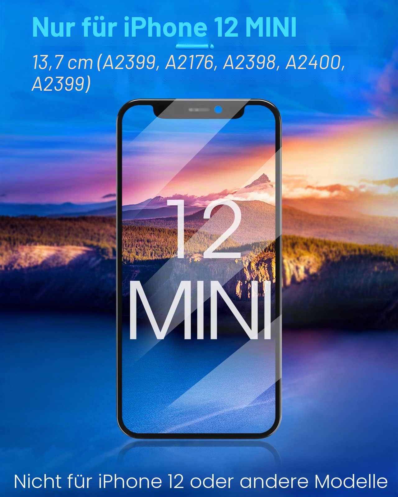 ARSSLY Für iPhone 12 Mini Display, LCD-Display für iPhone 12mini 5,8 Zoll (14,8 cm), Ersatz-Touchscreen für iPhone 12 Mini A2176 A2398 A2400 A2399 mit Reparatur-Set und Displayschutz