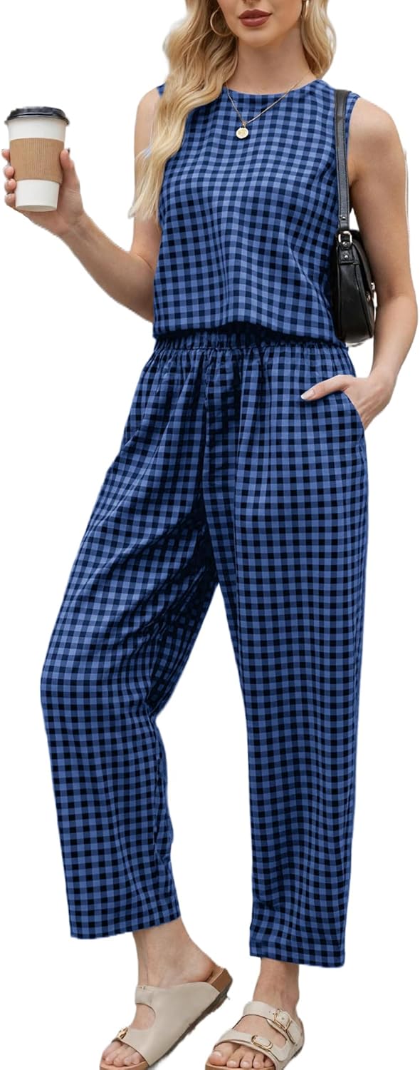 PJFPJF 2 Piece Sets For Women 2026 Summer Matching Wide Leg Crop Pants Outfits Travel Vacation Beach Lounge Sets