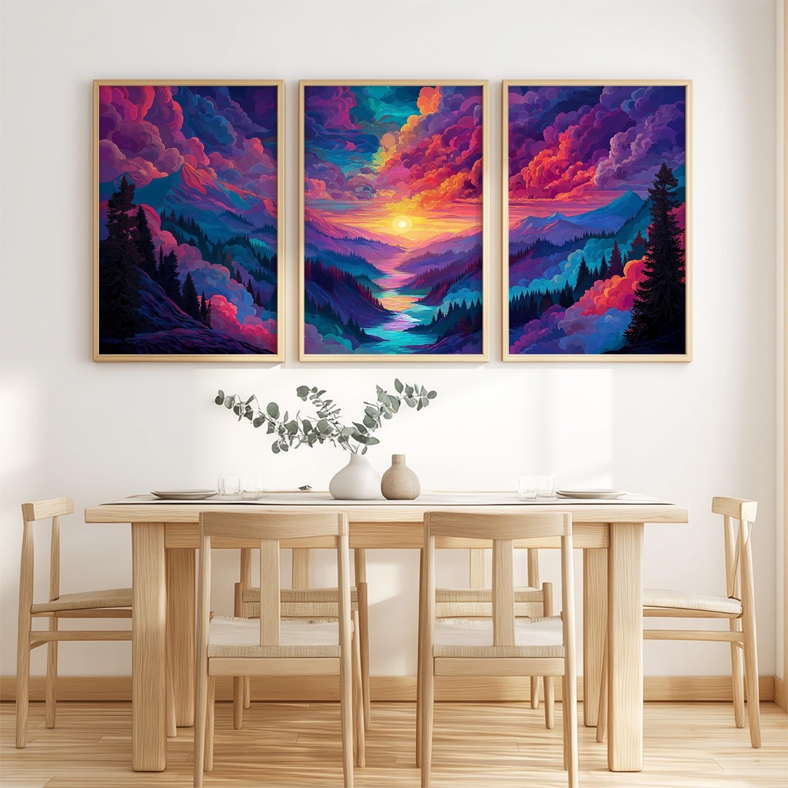Generisch Zestaw 3 obrazów ściennych z motywem krajobrazu Fantasy 30 x 40 cm