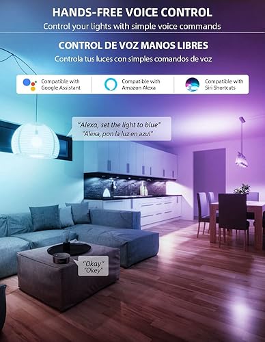 Miniatura 6 de MOCHIBA Smart WiFi bombillas LED, compatible con Alexa y Google Home Assistant, sincronización de música multicolor bombilla cambiante, A19 E26 10W