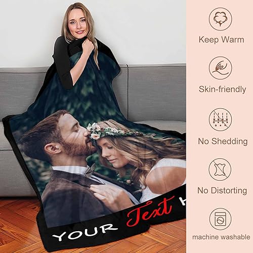 Miniatura 3 de YESCUSTOM Manta de fotos personalizada con tus fotos y textos, fabricada en Estados Unidos, regalo para esposas amigas para vacaciones, cumpleaños,