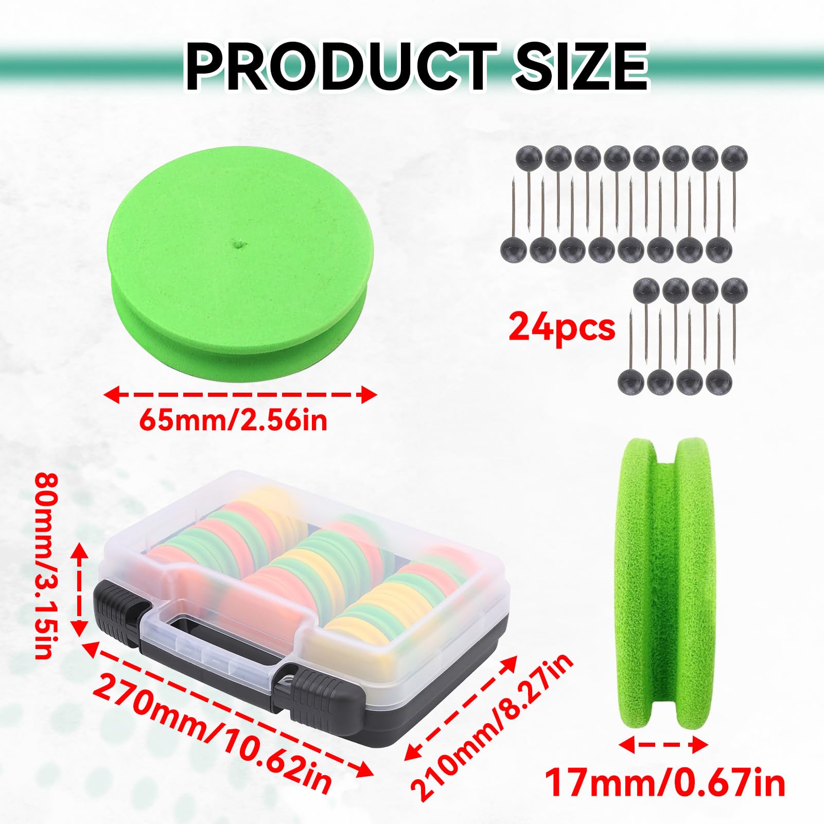 HERCHR Bobines De Ligne De Pêche Rondes en Mousse De 68mm, 24 Pièces, Bobines De Plate-Forme De Pêche, Planches De Mousse, Support De Stockage De Ligne De Pêche avec Boîte De Rangement