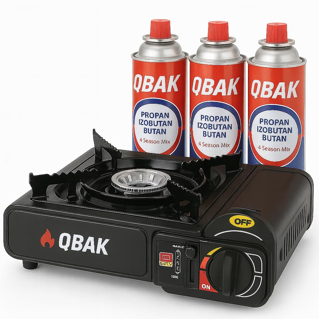 Cocina de Gas Portátil Butano con Encendido Piezoeléctrico y Estuche Incluye 3 Cartuchos Ideal para Camping Emergencias Picnic 2kW de Potencia