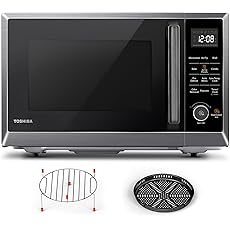 TOSHIBA Air Fryer Combo 8-in-1 Countertop Microwave Oven, Convection, Broil, Odor removal, Mute Function, 12.4" Position Memory Turntable with 1.0 Cu.ft, Black stainless steel, ML2-EC10SA(BS)