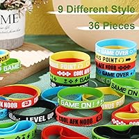 Vista 2 de Libima 36 pulseras de videojuegos, pulseras de silicona, pulseras de goma para jugadores, suministros de fiesta multicolor para fiesta de cumpleaños