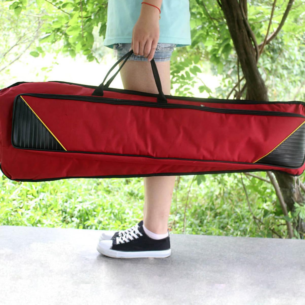 VICASKY Posaunentasche aus Oxford Stoff mit Fronttasche Portable Instrumententasche für Tenorposaune Rote Große Tragetasche zum Reisen