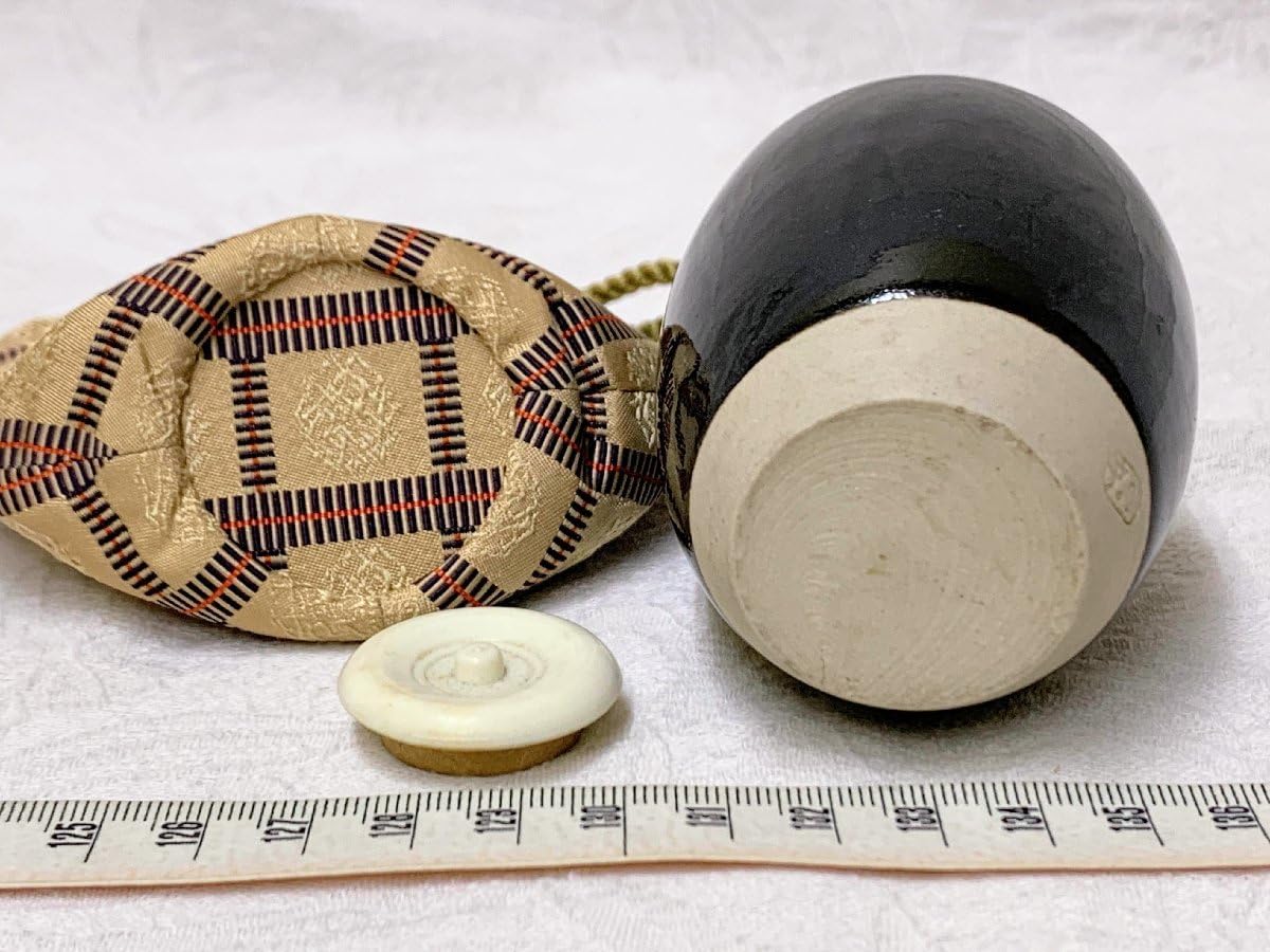 Amazon.co.jp: 13562京都袋師遺品 肩衝 茶入 仕覆付 茶道具 茶器 名物