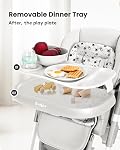 Babilous Chaises hautes convertibles pour bébés et tout-petits, Chaise haute pliable avec dossier réglable, repose-pieds et plateau, Chaise supérieure bébé avec roues verrouillables, Star Gray