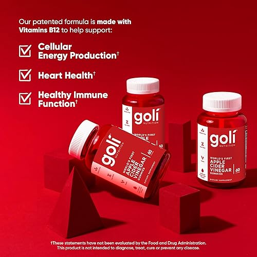 Miniatura 6 de Goli Gomitas de vinagre de sidra de manzana sin azúcar, ACV con vitamina B12 y probióticos, sin alcoholes de azúcar, veganas, aptas para dieta