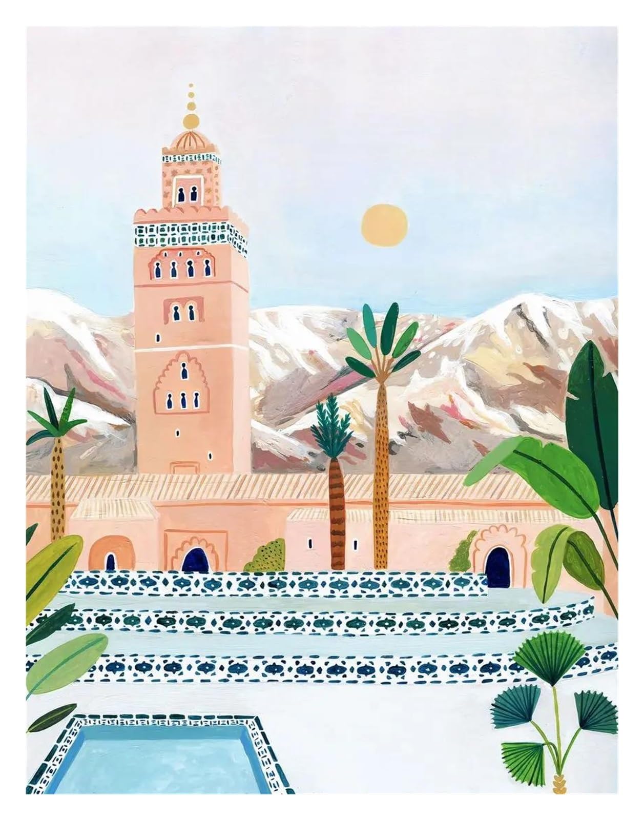 Tableau déco nature affiche paysage de ville peinture murale 50x70
