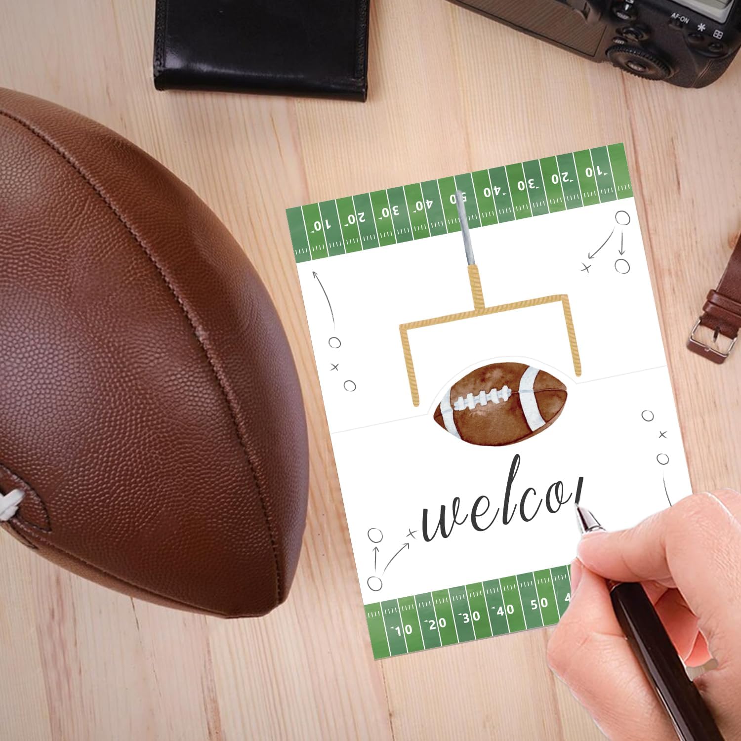 24 Pcs Football Buffet Food Labels, Sprots Themed Folded Place Cards