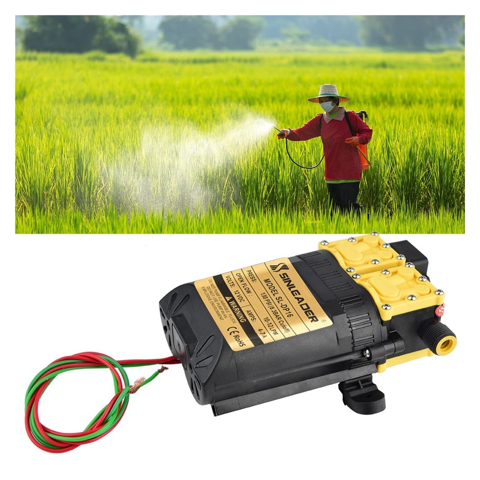 Bomba Sumergible pequeña Ajustable 1 2V DC Bomba de Agua eléctrica agrícola Bomba de Potencia Dual Micro Diafragma de Alta presión pulverizador de Agua de Agua