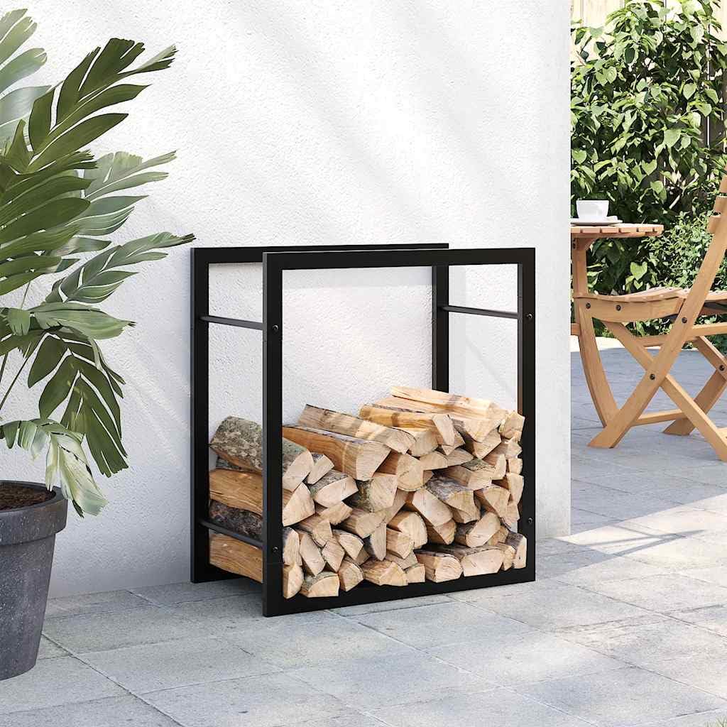 Brennholzregal Mattschwarz aus Stahl 50x28x56 cm, robuster Brennholzständer für Kamin und Ofen, Feuerholzhalter mit optimaler Luftzirkulation, vielseitige Aufbewahrung für Garten, Wohnzimmer