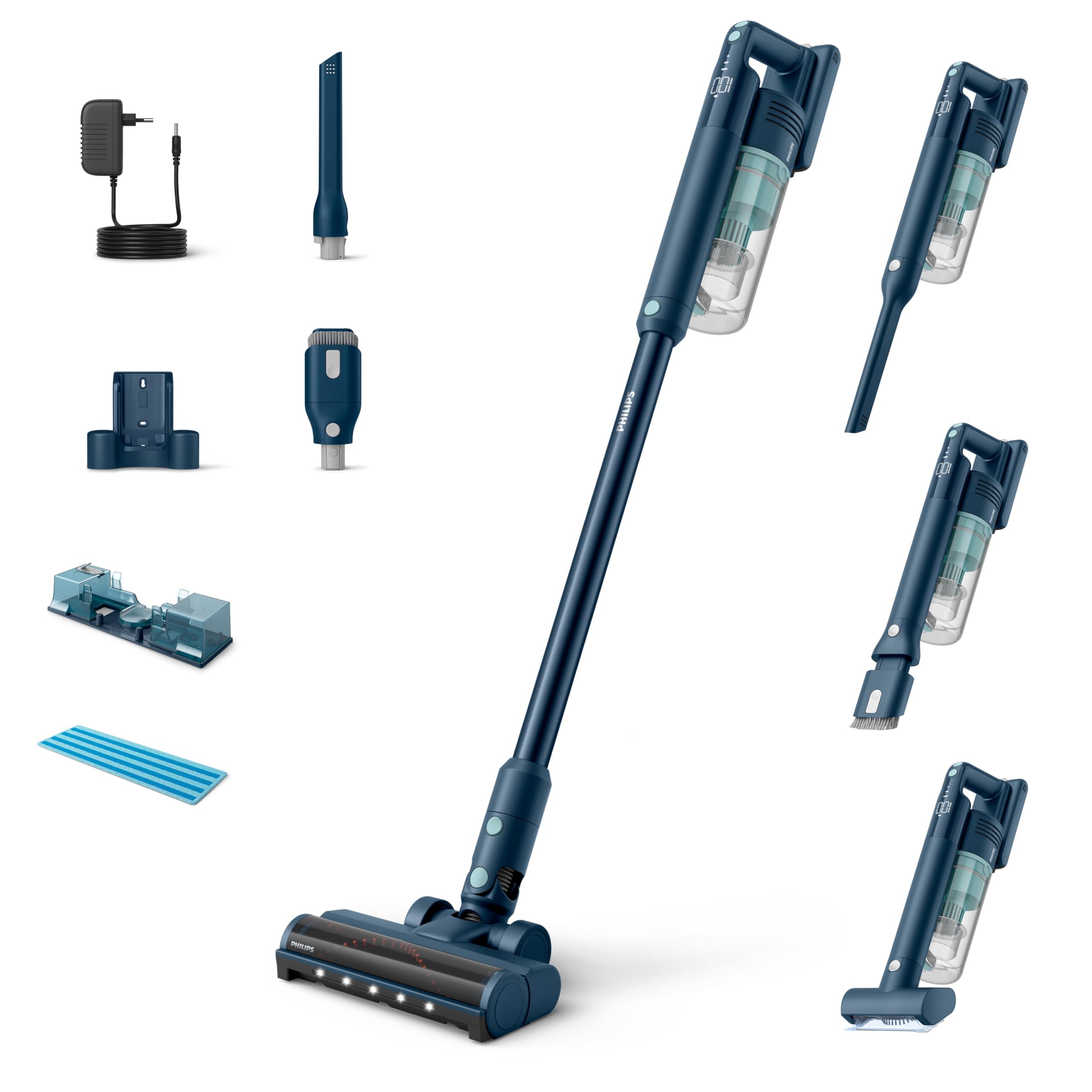 Cordless Vacuum Stick 5000 Series - Digital Motor, PowerCyclone 10, 60 min Runtime, LED Nozzle, Aqua Module, Sage - XC5041/61