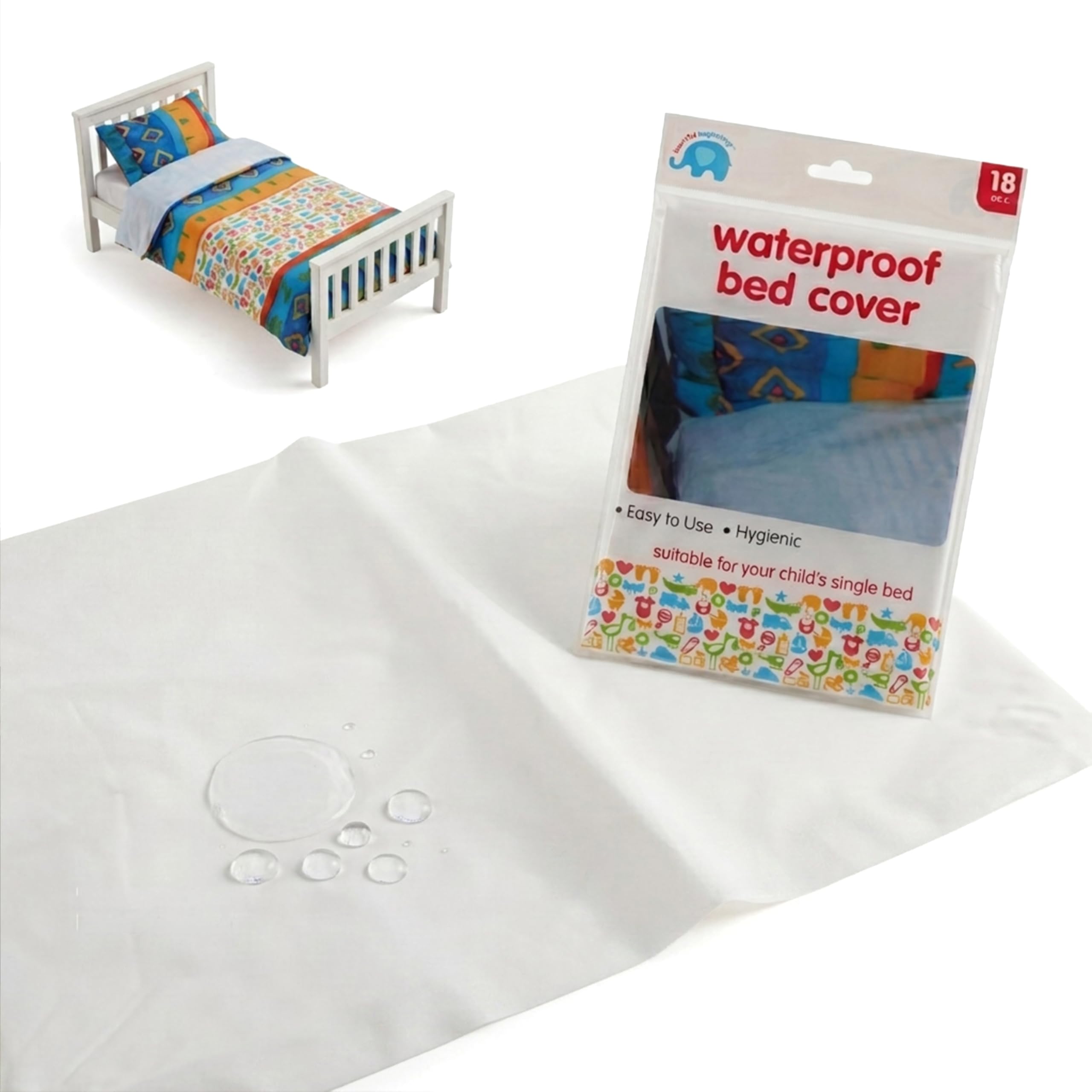 The Magic Toy Shop Single Waterproof Mattress Protector for Kids 200 x 100cm - Children's Bed Wetting Sheet Cover, Wipe Clean Waterproof Bed Sheet, Toddler Potty Training & Pets
