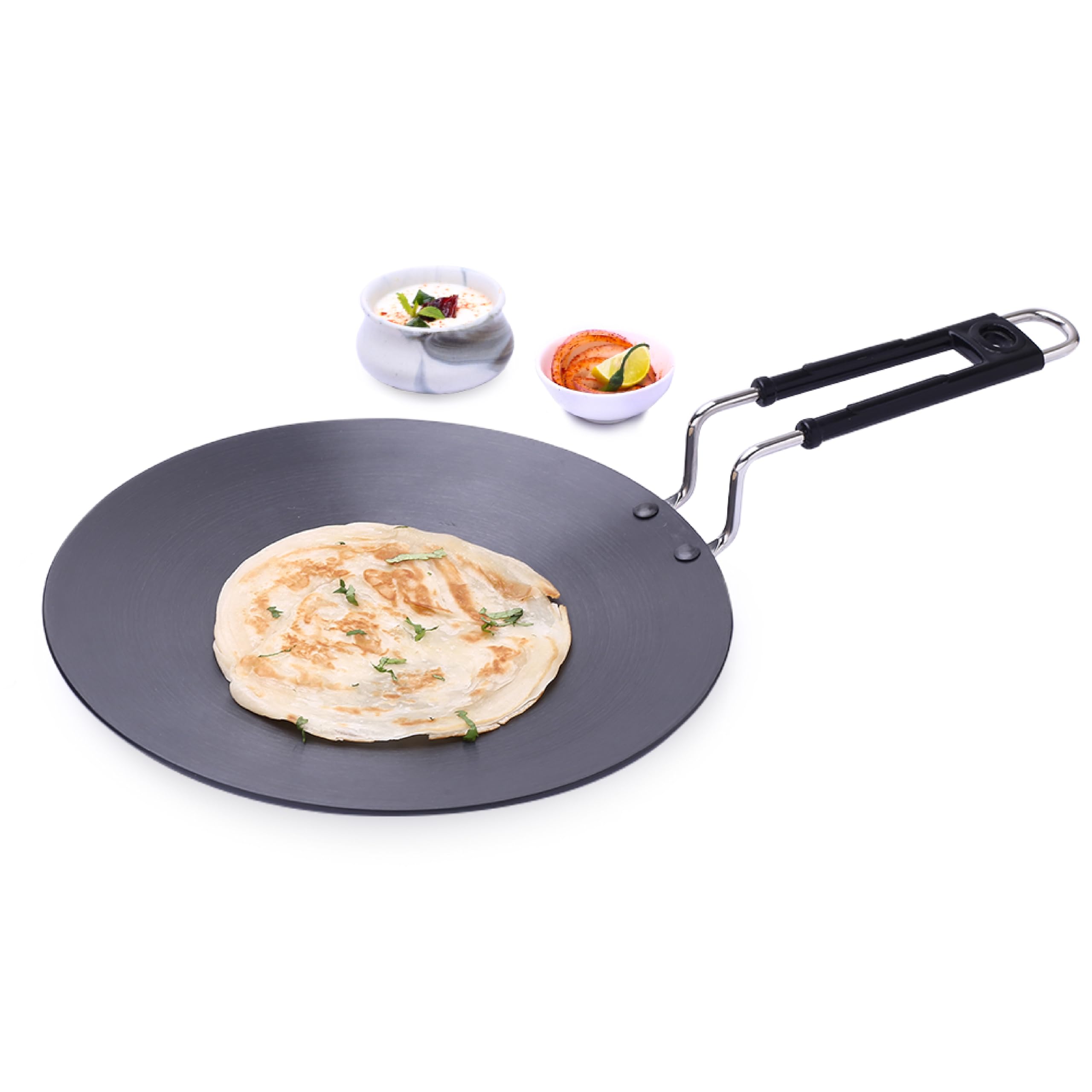 Wonderchef Taurus Hard Anodized Roti Tawa | 25cm | Non-Reactive and Long Lasting | Make Big Rotis, Parathas, Theplas | Riveted Handle with Stainless Steel Finish