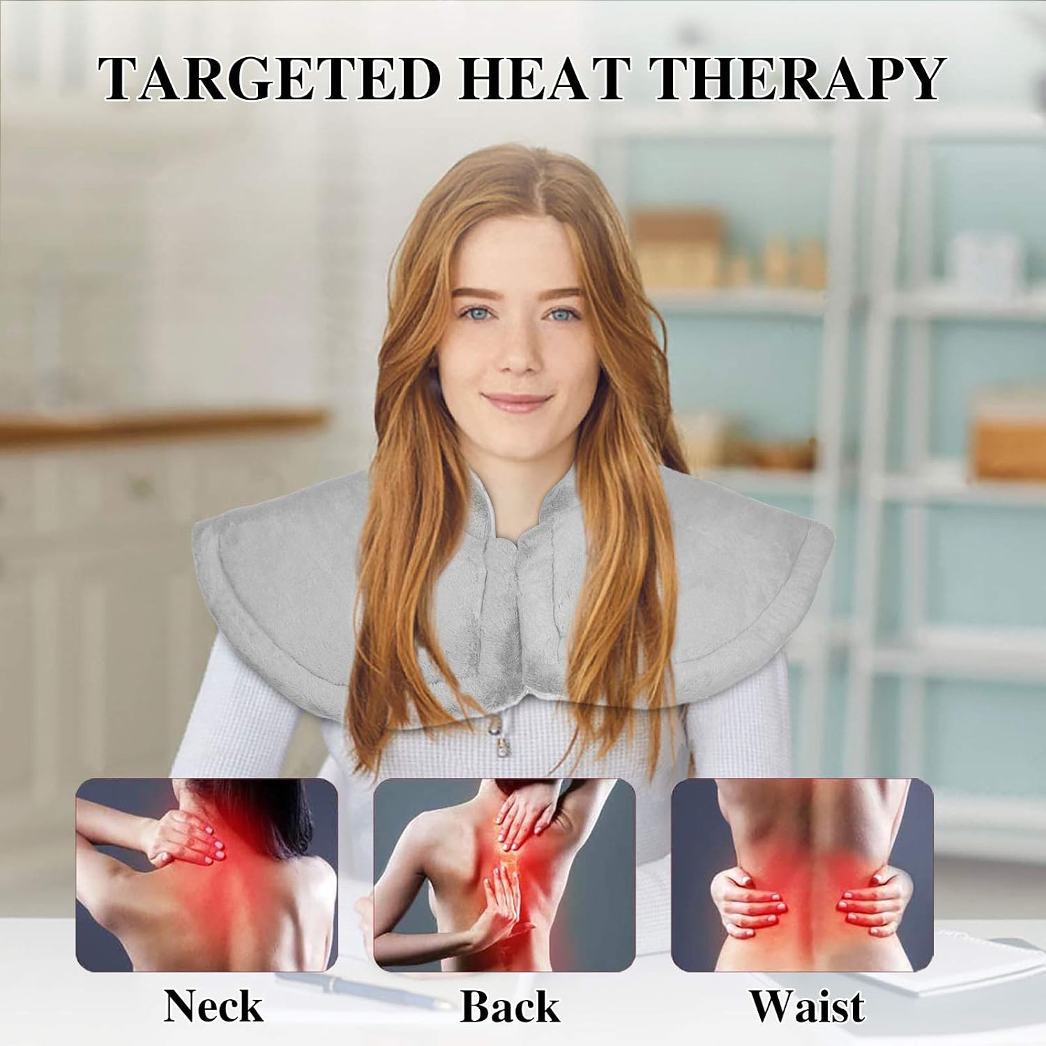 Large Heating Pad for Neck, Shoulders and Back Pain, [38" x 26"] XXXL Fast Heating Wrap for Cramps Relief, Dry & Moist Heat, 3 Heat Settings, Fast-Heating Technology, Auto Shut-Off Hot Heated Pad