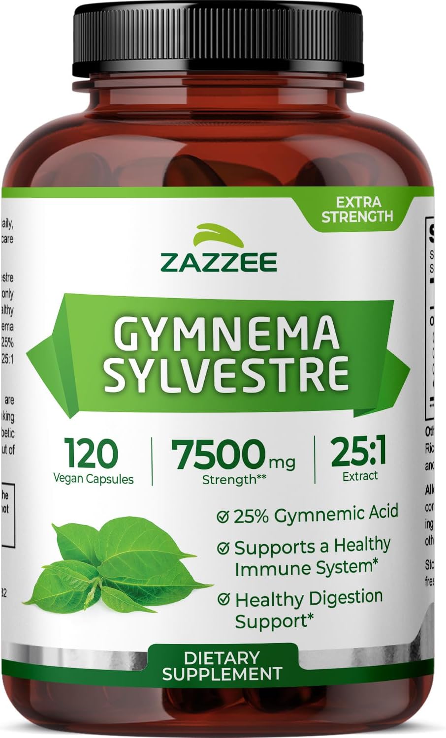 Zazzee USDA Organic Gymnema Sylvestre 25:1 Extract, 25% Gymnemic Acid, 120 Vegan Capsules, 4 Month Supply, All-Natural Botanical Support, Concentrated 25X Extract, Non-GMO, Made in the USA