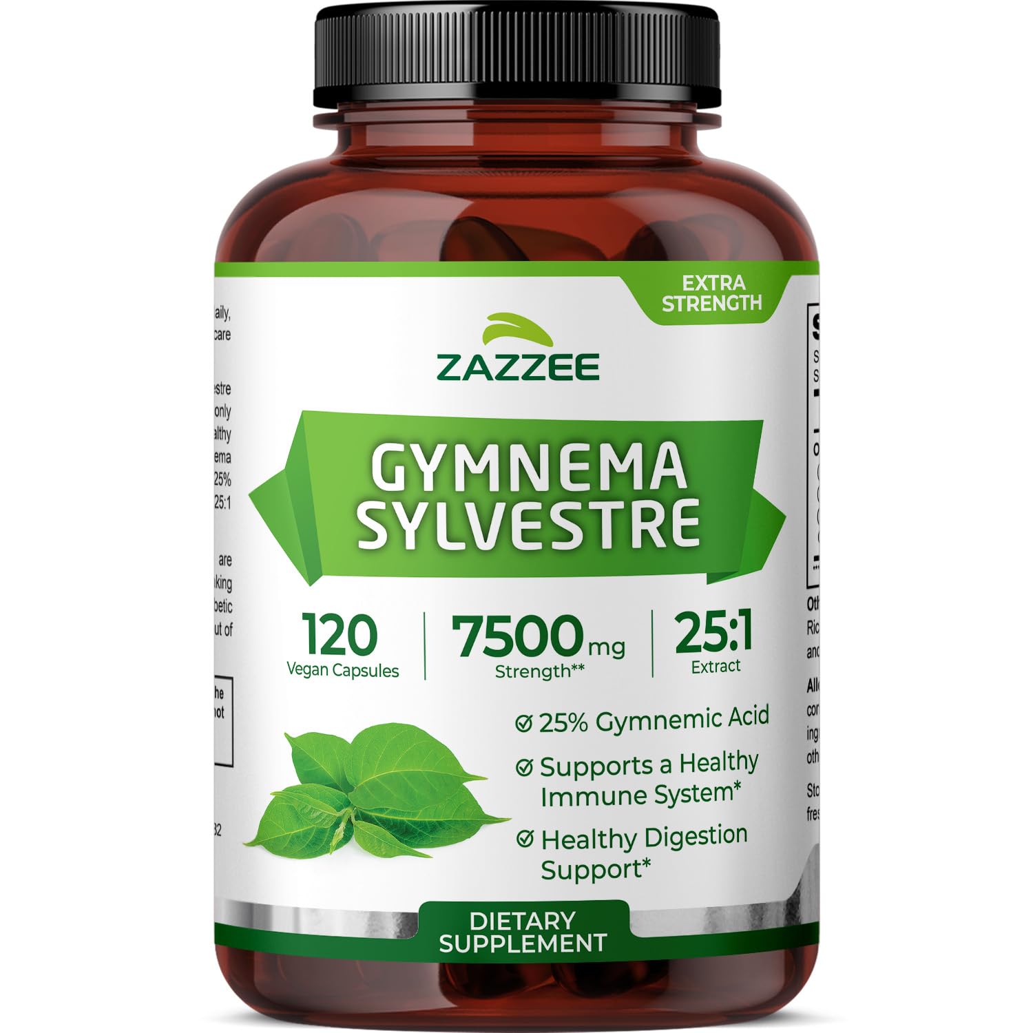 Zazzee Organic Gymnema Sylvestre 25:1 Extract, 7500 mg Strength, 25% Gymnemic Acid, 120 Vegan Capsules, 4 Month Supply, Standardized and Concentrated 25X Extract, All-Natural and Non-GMO