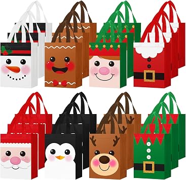 Clysee 24 Pcs Christmas Gift Bags with Handles Non Woven Reusable Xmas