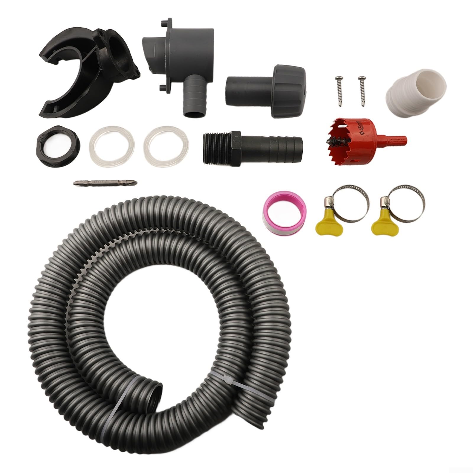 Kit de colector de agua de lluvia de PVC gris para tuberías de 70-110 mm con sistema de drenaje de techo de manguera de 50 cm o 100 cm para superficies de 85 a 90 m² (100 cm)