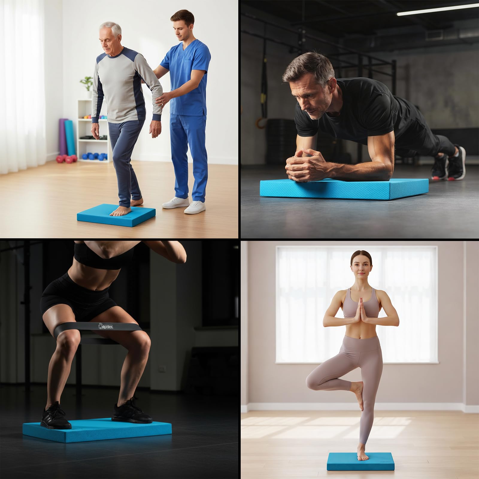 ALPIDEX Balance Pad Tappetino Propriocettivo 3 Fasce Elastiche Tavola Propriocettiva Schiuma Pilates Yoga Allenamento