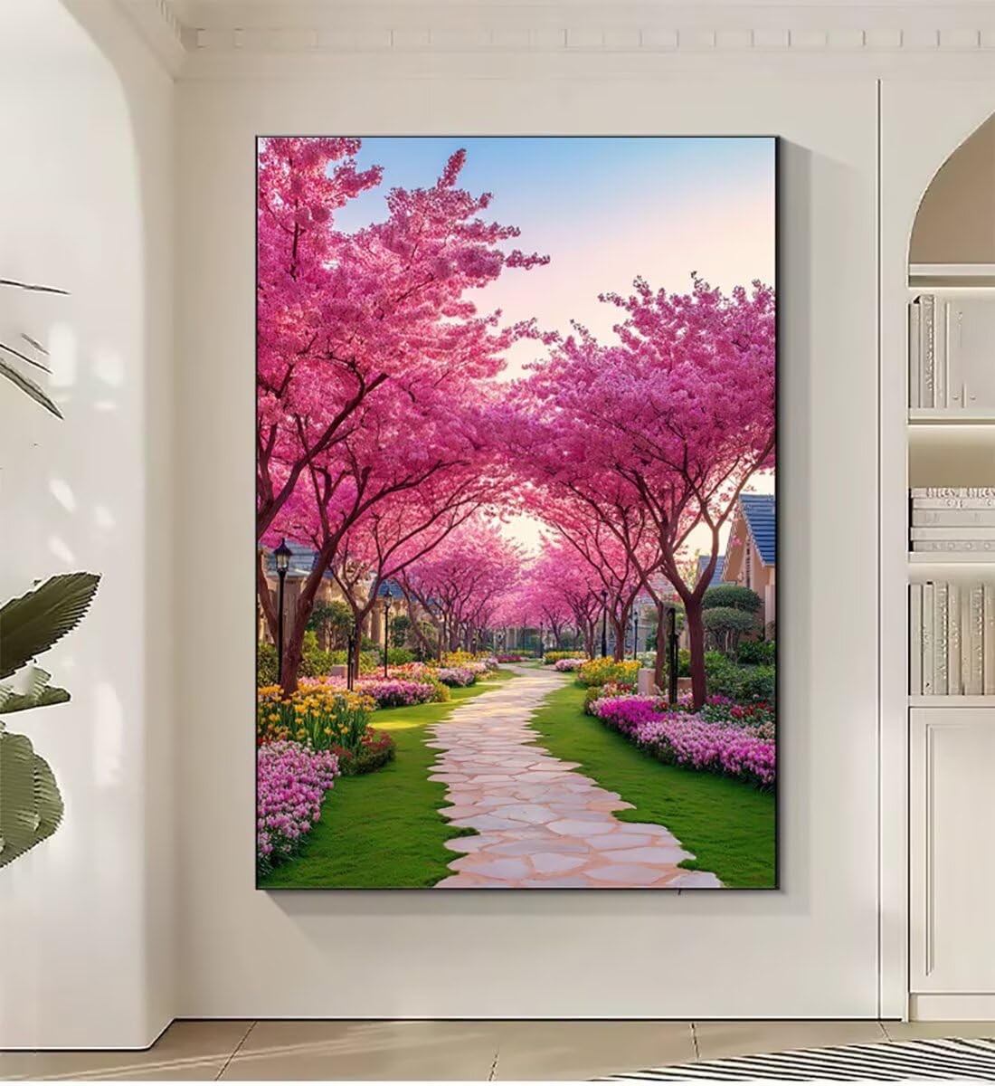 Baum Blume Malen Nach Zahlen Erwachsene, Paint by Numbers Adult Anfänger Kreativ Set für, Heimwerk Malen Nach Zahlen Kinder, 3 Pinsel und 36 Acrylfarbe Als, für Deko Wohnzimmer 60 x 80 cm BJHWK671