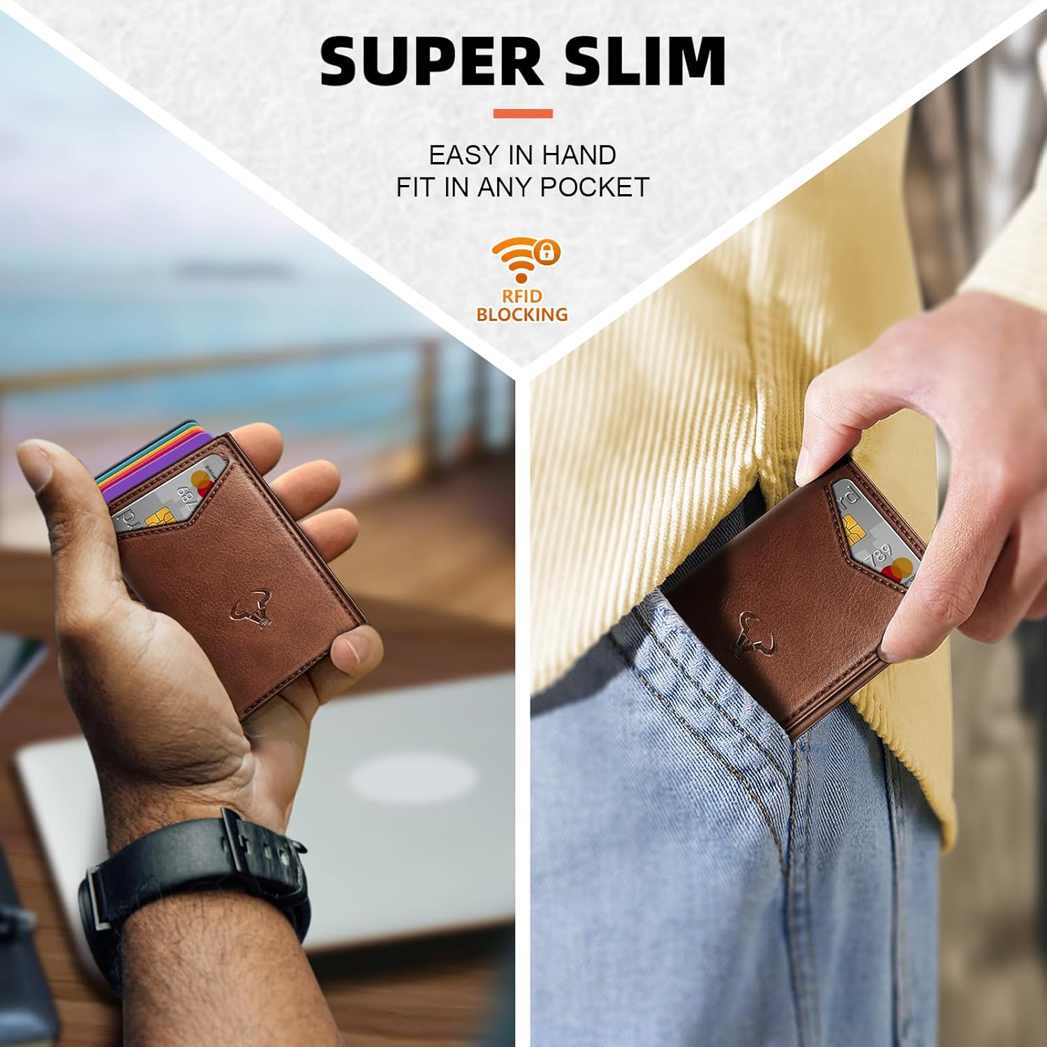 BULLIANT Men Wallet, Slim Front Pocket Leather Wallet Magnetic Closure for Gift Men,Expandable for 14Cards - Image 7