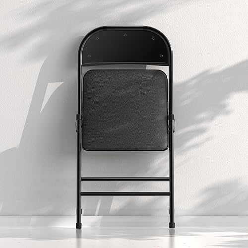 Miniatura 5 de Nazhura Paquete de 4 sillas plegables, juego de sillas de comedor de tela con cojín acolchado y respaldo, asiento interior y exterior para hogar,