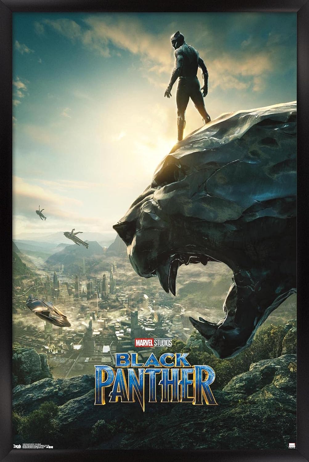 Trends International Marvel Cinematic Universe - Black Panther - Panther Monument One Sheet Wall Poster, 22.375" x 34", Black Framed Version