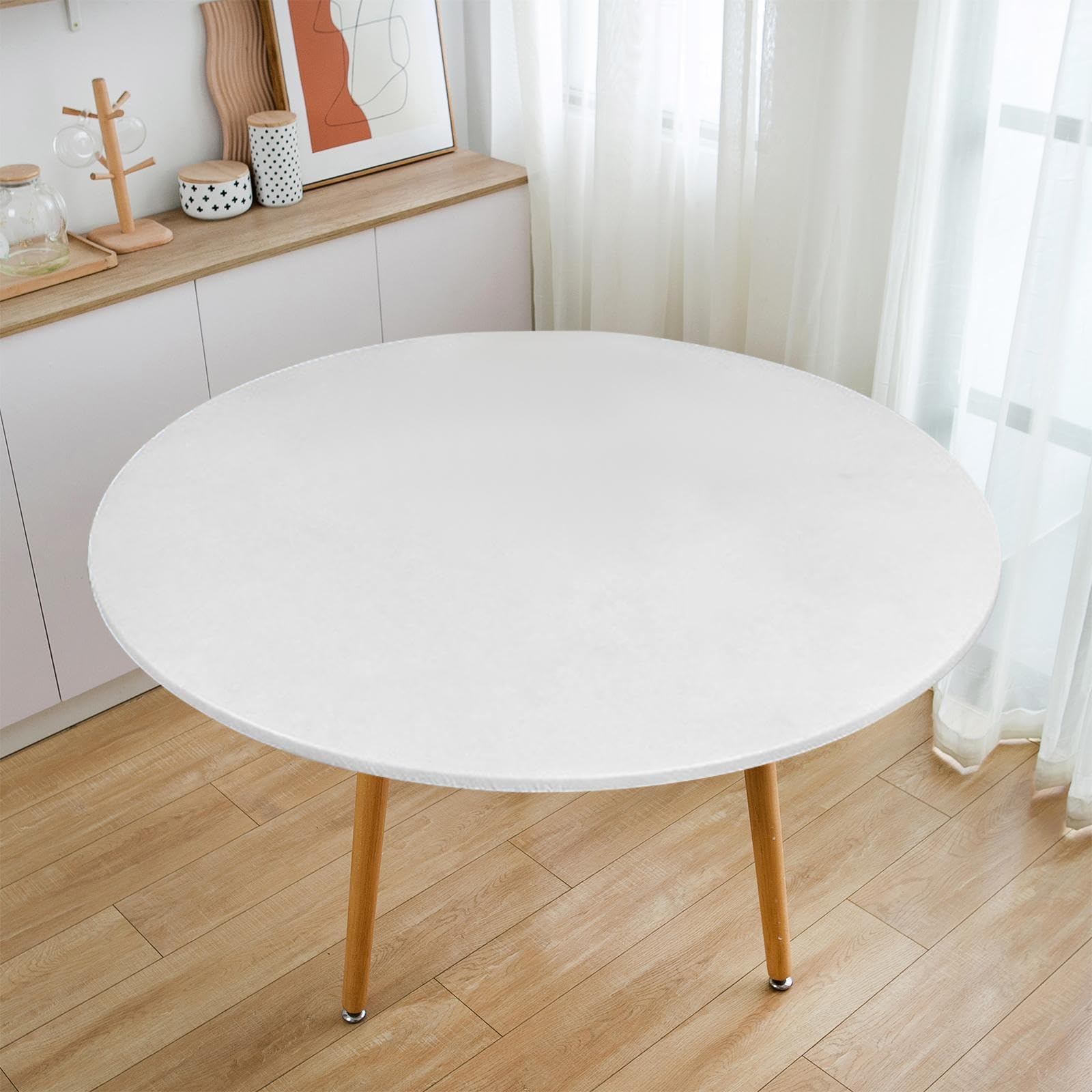 Round Tablecloth Portable Flannel Backed Washable Nonslip Picnic Table Cover 60inch White | Home & Garden | Kitchen, Dining & Bar | Linens & Textiles | Tablecloths-image-18