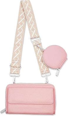 Cell Phone Crossbody Lanyard with Zipper Pouch PU Leather Crossbody Phone Bags Purses with Strap Wallet