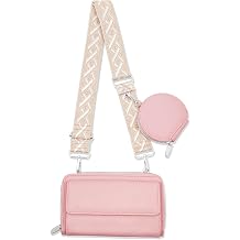 Cell Phone Crossbody Lanyard with Zipper Pouch PU Leather Crossbody Phone Bags Purses with Strap Wallet